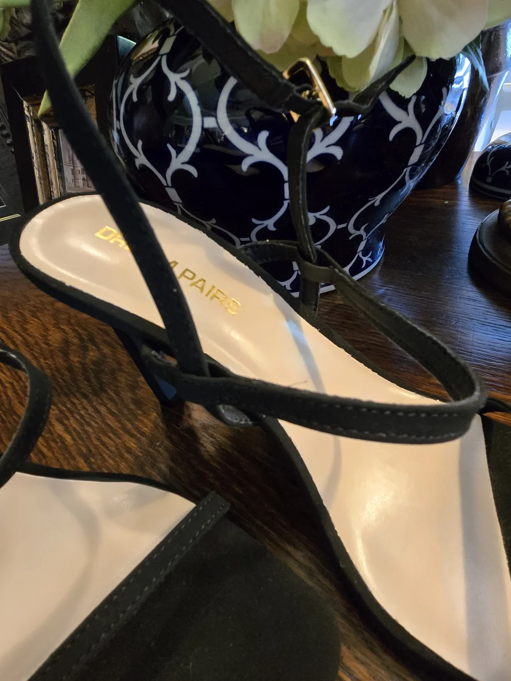 Dream Pairs Black Strappy Square-Toe Slingback Heels